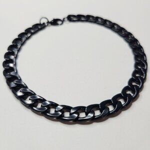 NWT Mens Classic Black Miami Cuban Link 7mm Curb Chain Bracelet - 8 In